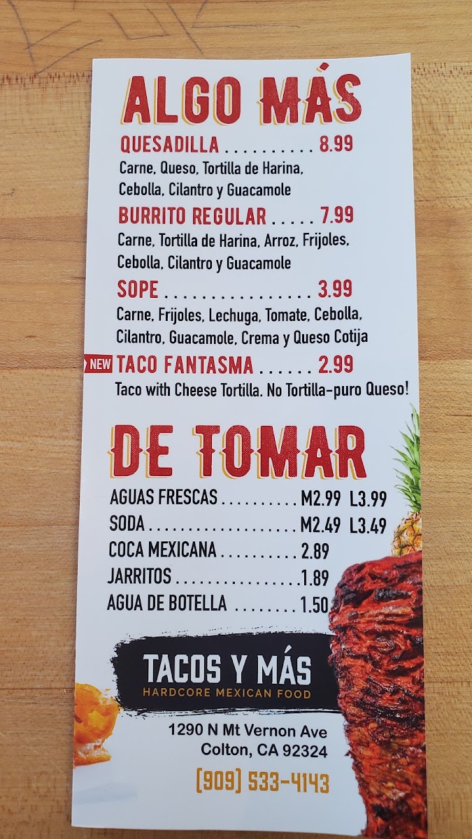 Tacos Y Más Menu - Image 1
